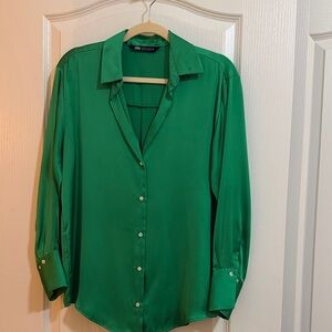 Zara Green Button Down Shirt